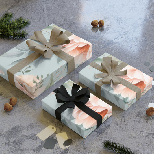 🌸 Blush Garden Floral Gift Wrapping Paper Roll – 1pc