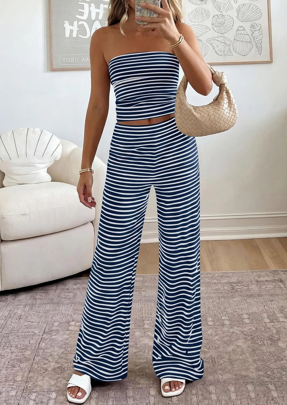 Striped Two Piece Lounge Set