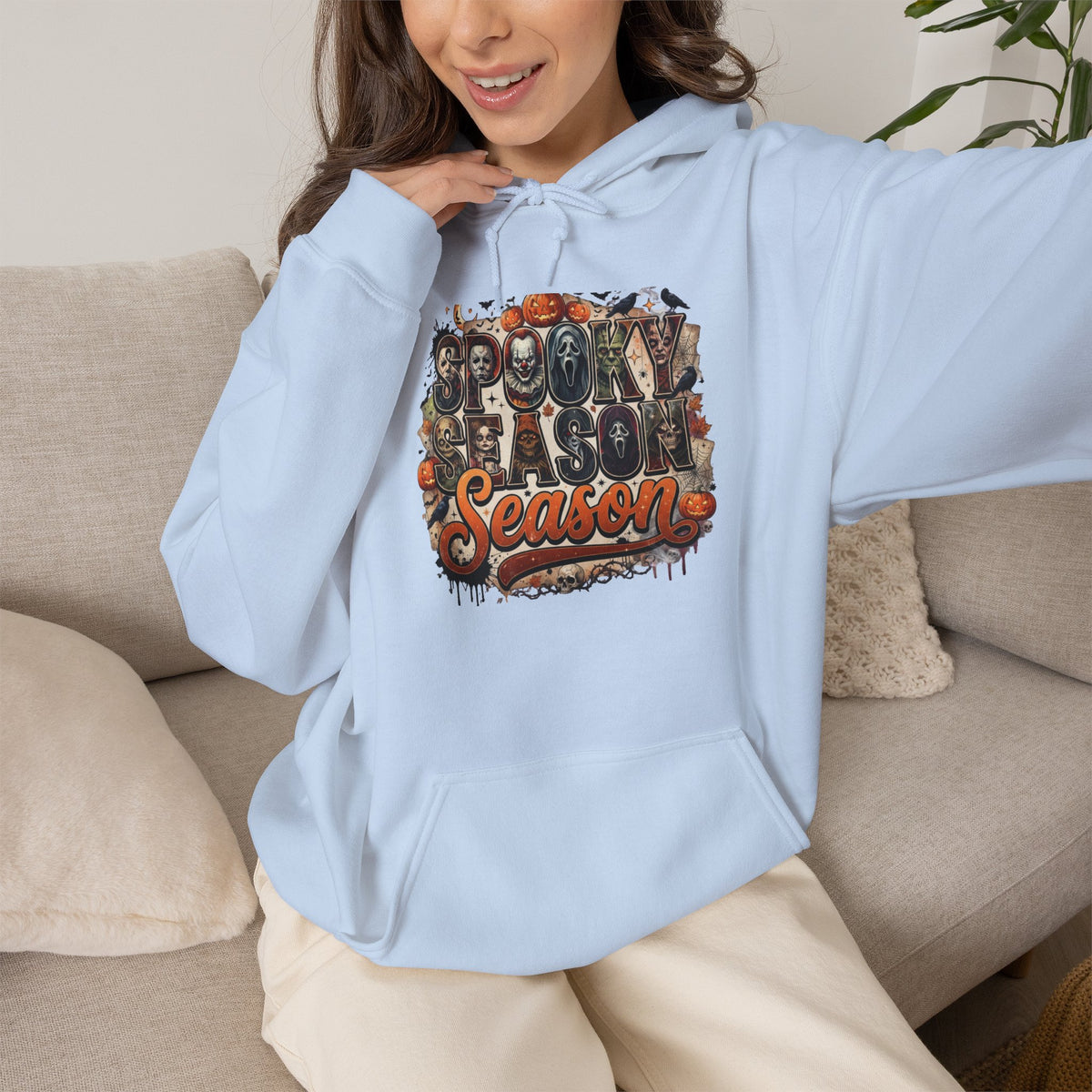 Spooky Season Halloween Hoodie – Vintage Horror Graphic Sweatshirt
