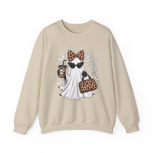 🔥 Boo Jee Leopard Ghost Halloween Graphic Crewneck Sweatshirt