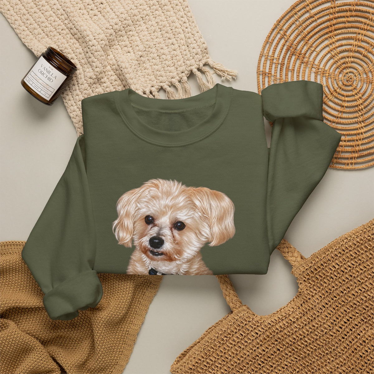 Crewneck Sweatshirt — Adorable Small Dog Graphic Pullover