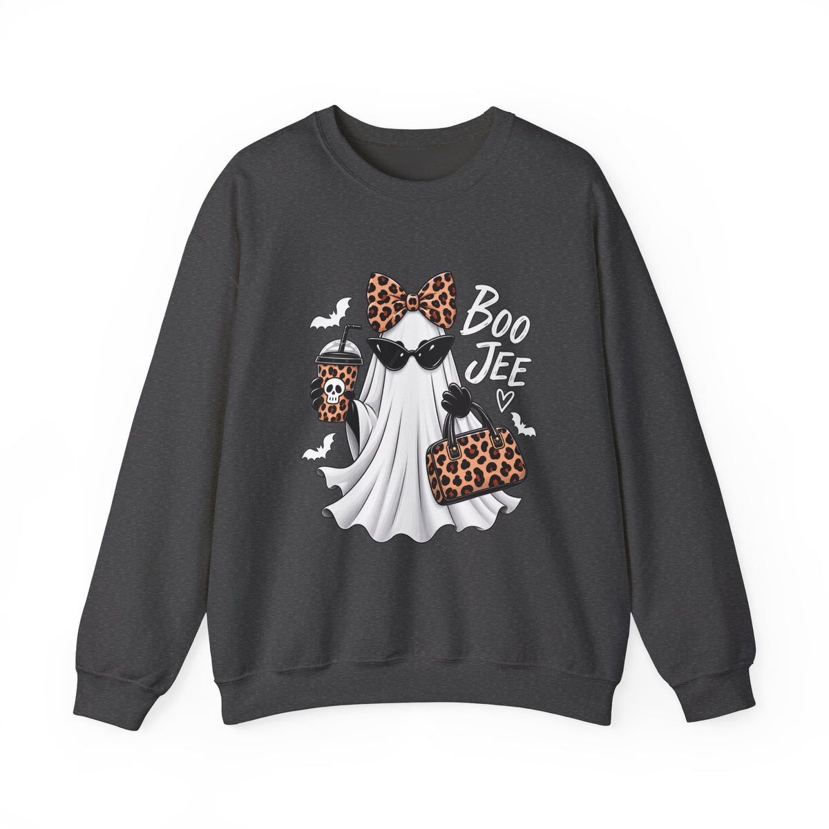 🔥 Boo Jee Leopard Ghost Halloween Graphic Crewneck Sweatshirt