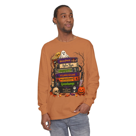 Halloween Horror Book Stack Long Sleeve Tee