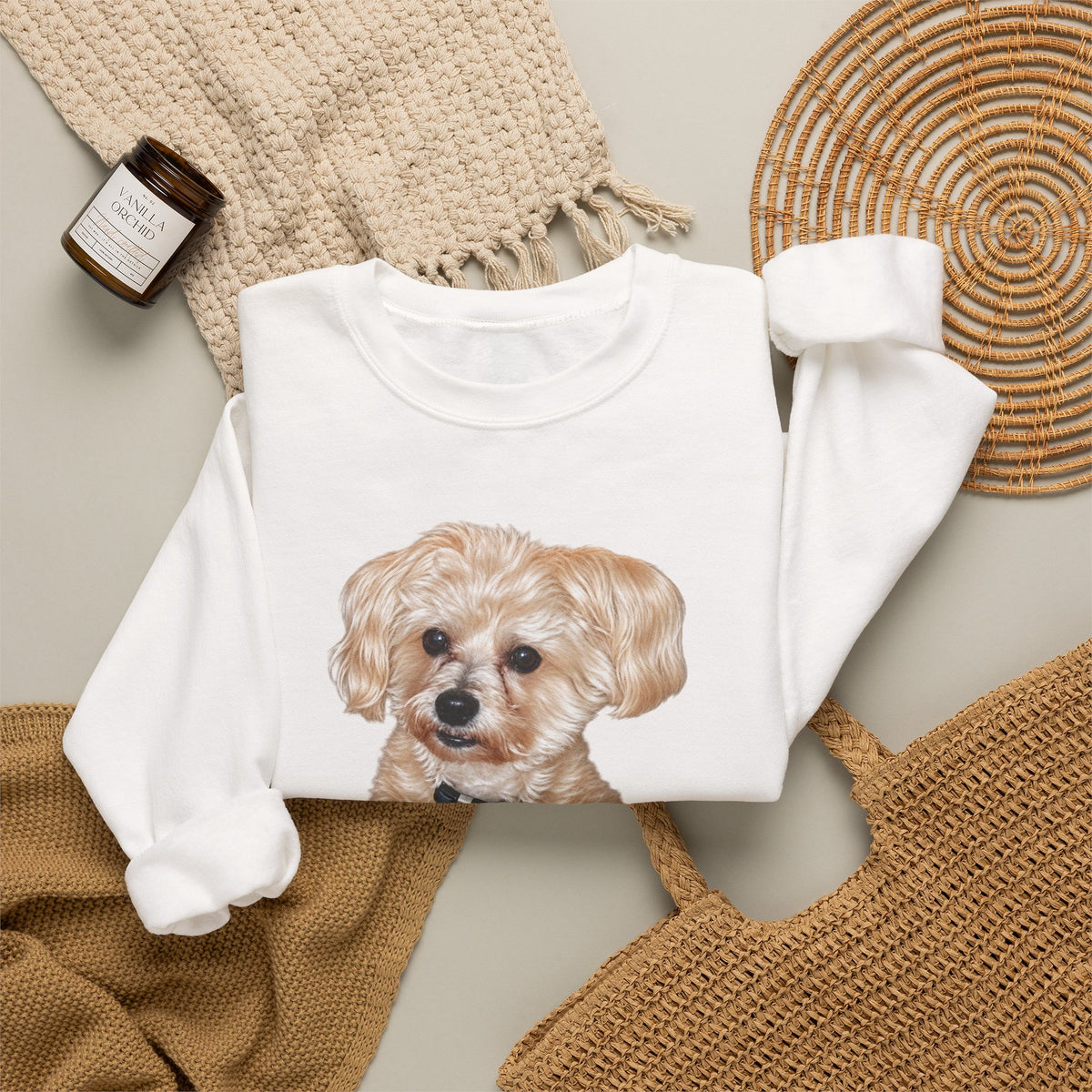 Crewneck Sweatshirt — Adorable Small Dog Graphic Pullover