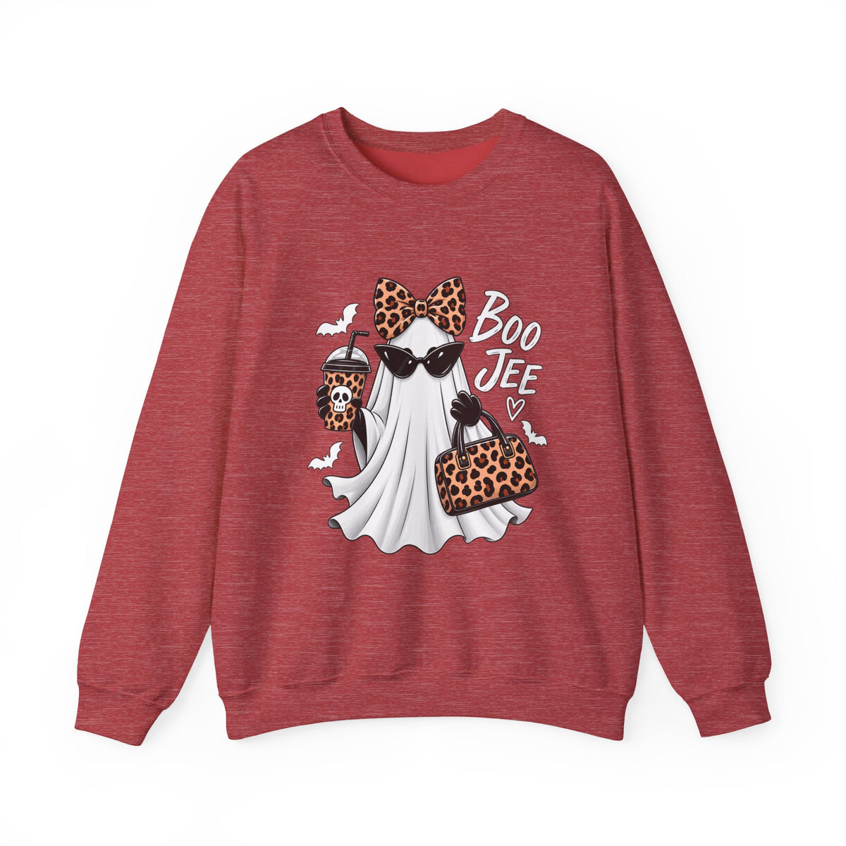🔥 Boo Jee Leopard Ghost Halloween Graphic Crewneck Sweatshirt
