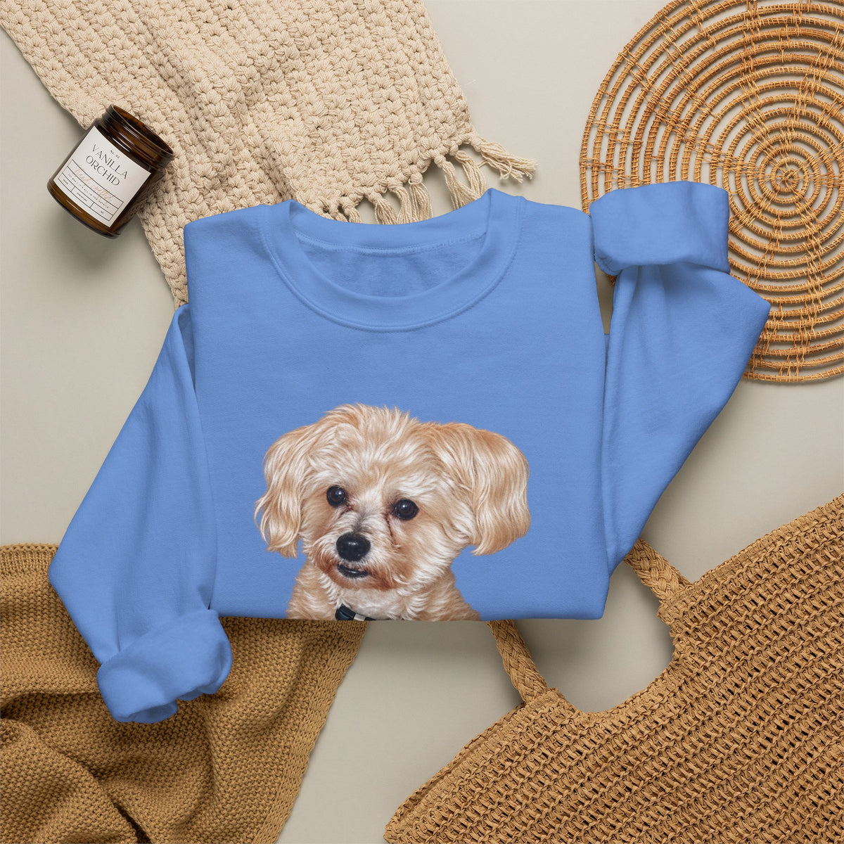 Crewneck Sweatshirt — Adorable Small Dog Graphic Pullover