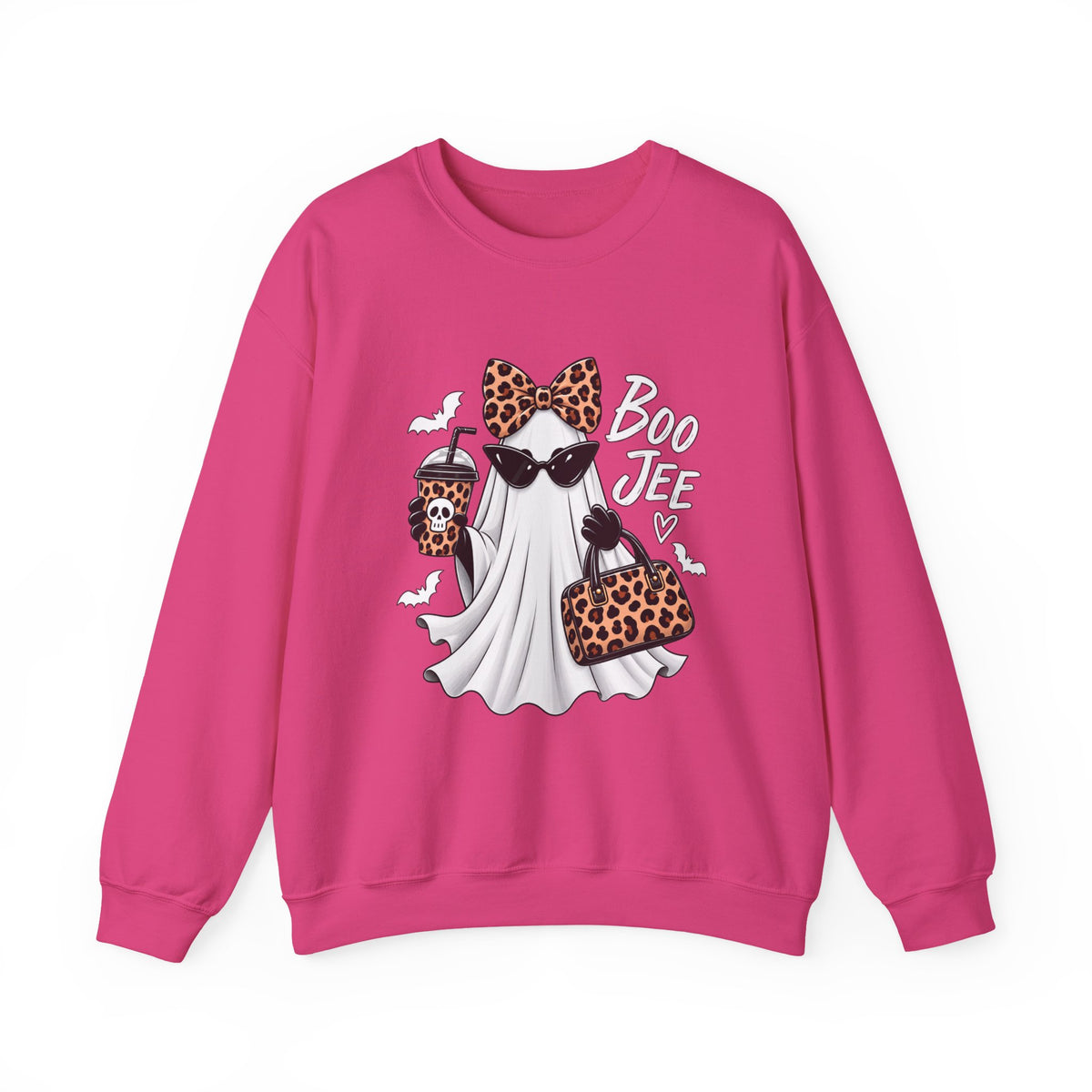 🔥 Boo Jee Leopard Ghost Halloween Graphic Crewneck Sweatshirt