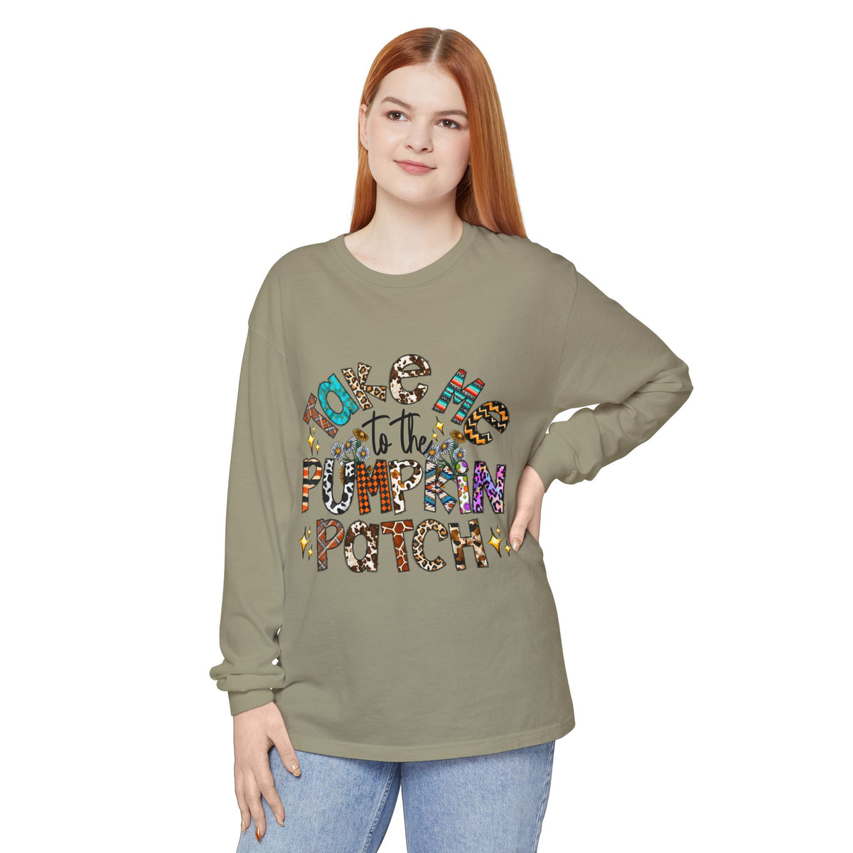 Long Sleeve Tee — "Take Me to the Pumpkin Patch" Fall Graphic