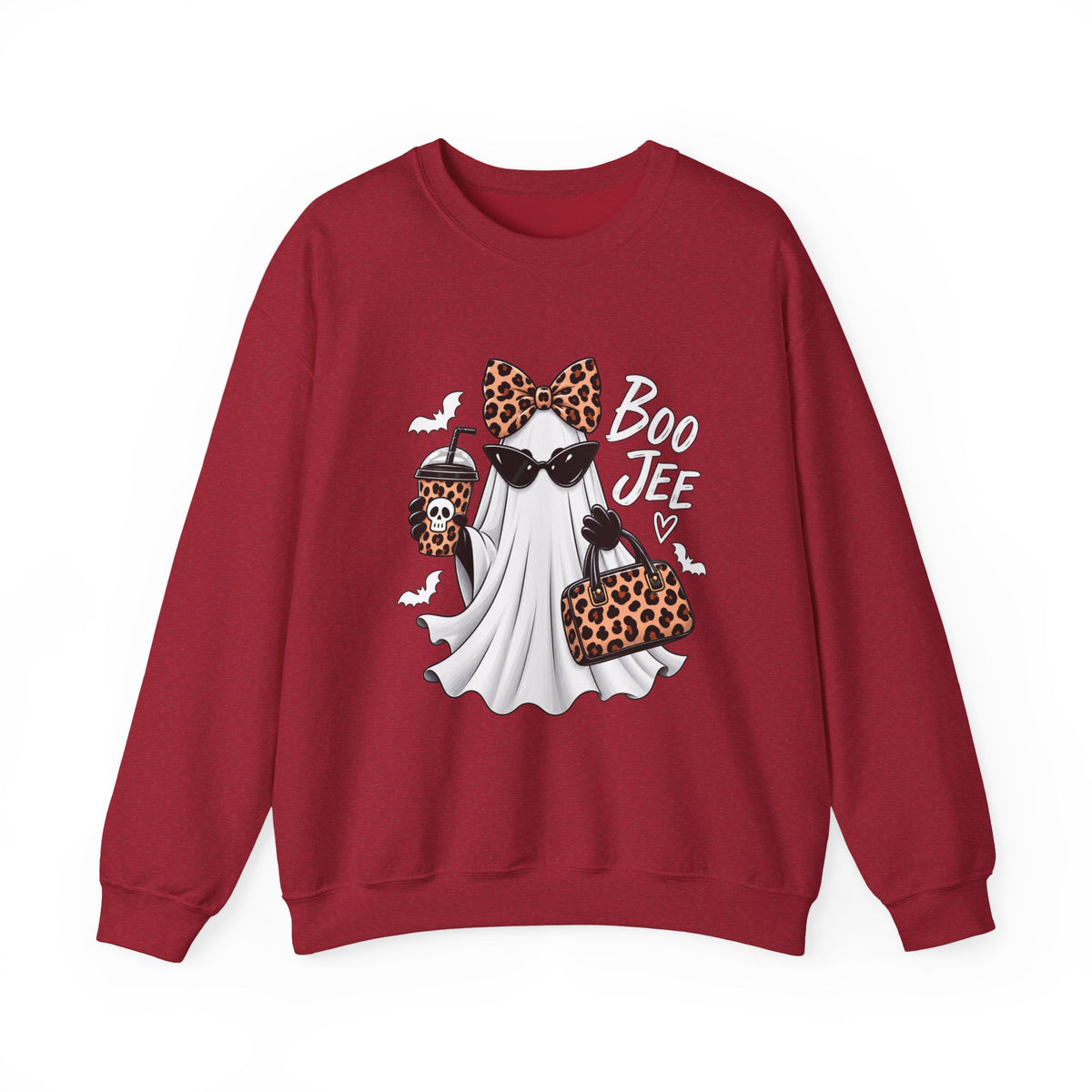 🔥 Boo Jee Leopard Ghost Halloween Graphic Crewneck Sweatshirt